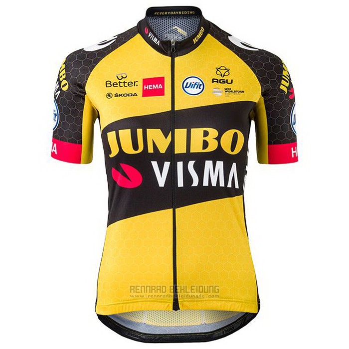 2021 Fahrradbekleidung Frau Jumbo Visma Shwarz Gelb Trikot Kurzarm und Tragerhose - zum Schließen ins Bild klicken